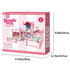 Pink Girls Toy House 2 Tier 5 Room 1 Terrace Assemble DIY Villa Castle