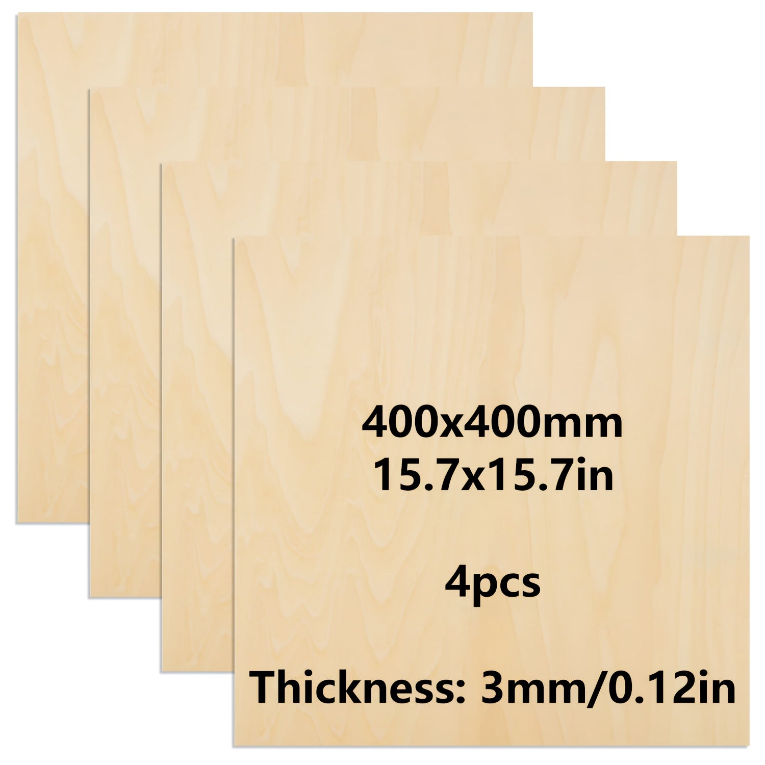 3mm Thick Plywood 15.7x15.7 Inch Craft Wood for Architectural Model Wood Carving