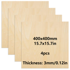 3mm Thick Plywood 15.7x15.7 Inch Craft Wood for Architectural Model Wood Carving