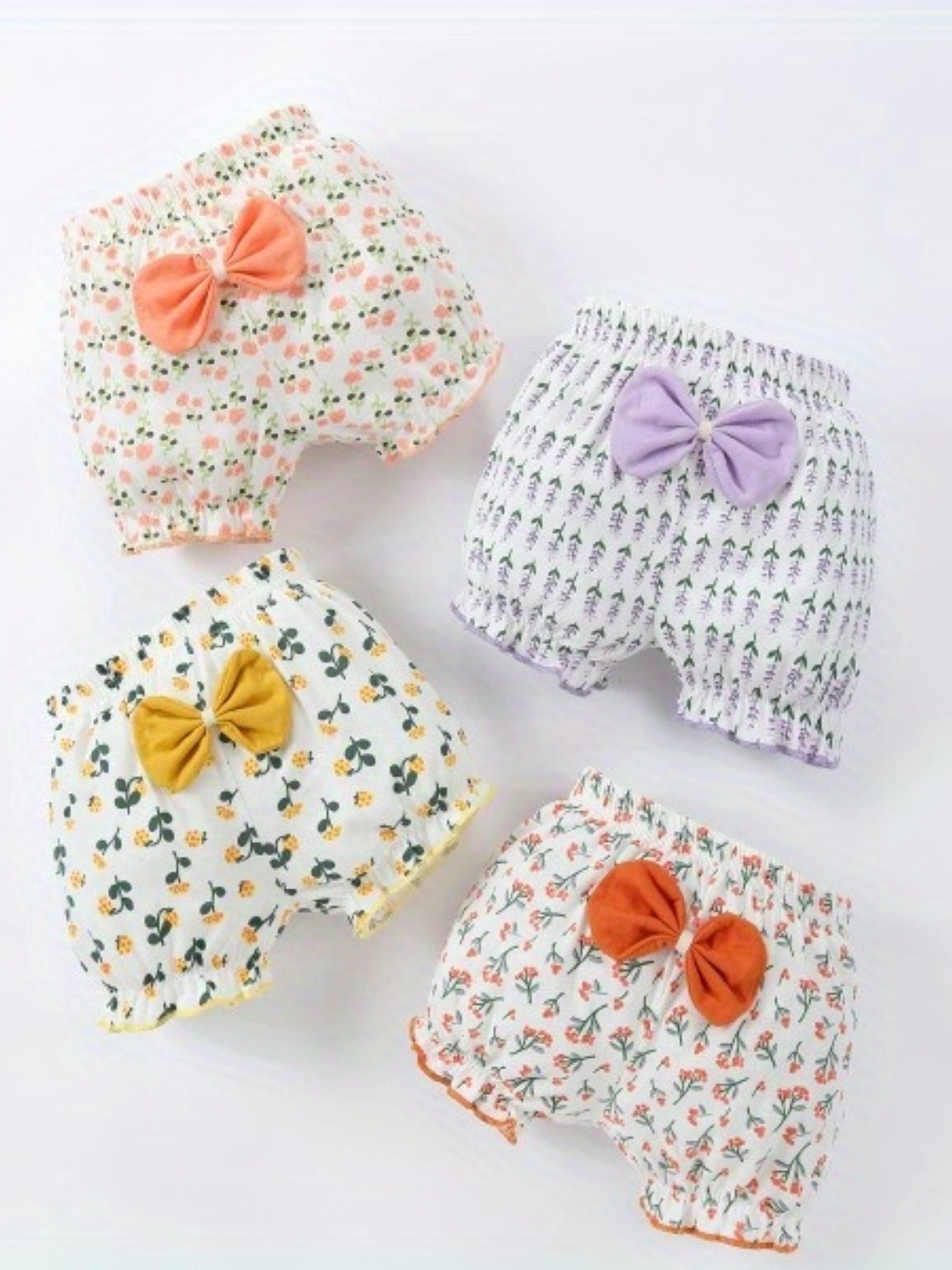 4pcs Girls Boxer Briefs Floral Print Underwear Kids Clothes