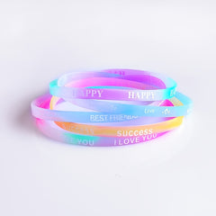 Fashionable Silicone Bangles Mix Pack, Letter Movement, Perfect for Sports