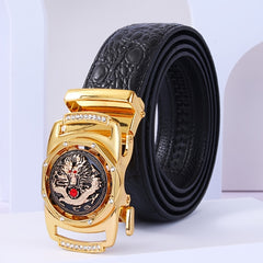 Men's Crocodile Print PU Leather Belt