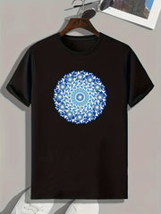 Flower Print Men's Graphic T-shirt for Summer