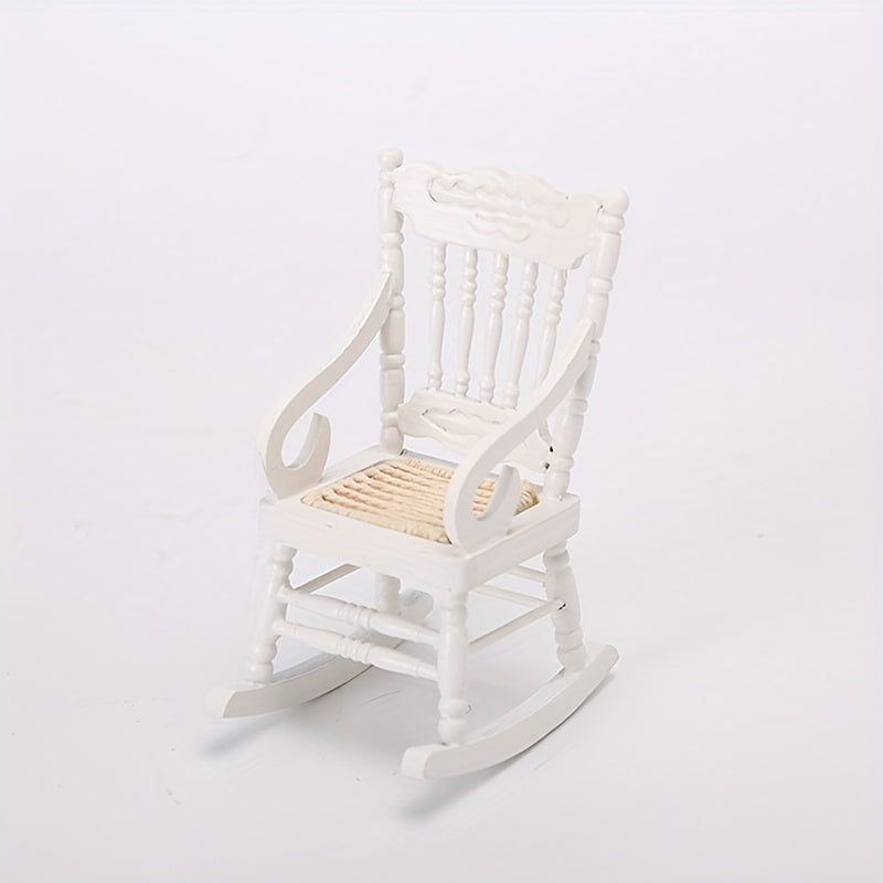 1/12 Wooden Mini Dollhouse Rocking Chair Toy DIY Accessory