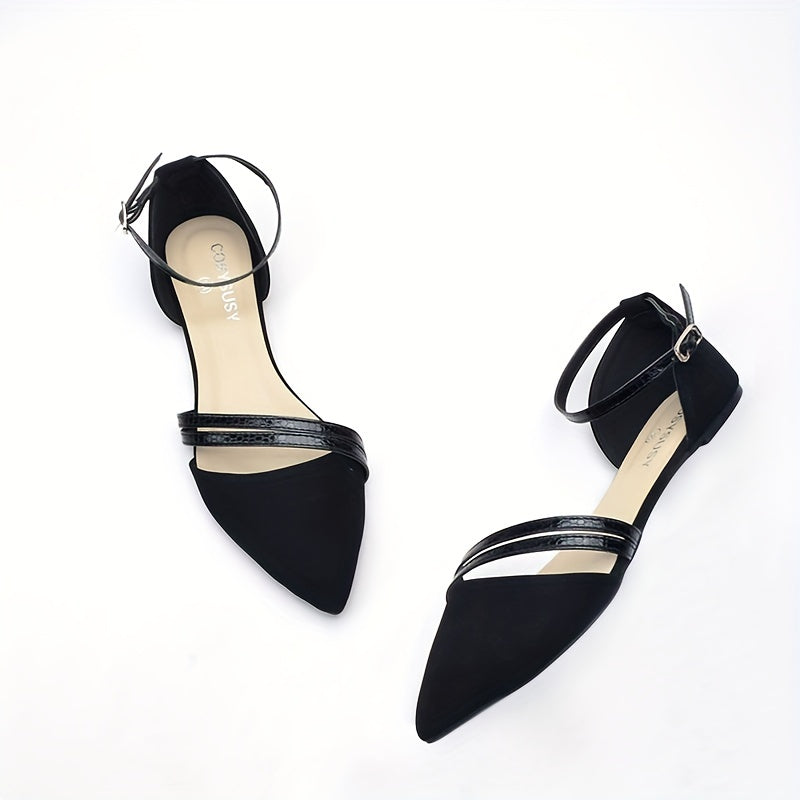 Women's Flat Sandals Lightweight Pointed Toe Buckle Strap Shoes
