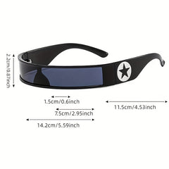 Y2K Wrap Around Sunglasses Futuristic Star Decor Glasses UV400
