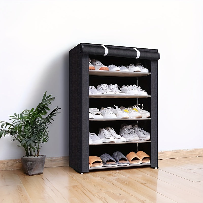 1pc Large Capacity Shoe Rack With Dust-Proof Curtain - Maximize Shoe Storage