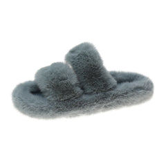 Women's Cozy Open Toe Slippers Warm Fuzzy Fluffy Non-slip Flat Shoes