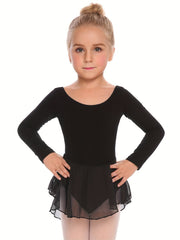 Girls Cozy Butterfly Cross Back Long Sleeve Ballet Leotard