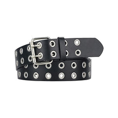 2pcs Girls Double Prong Buckle Punk Jeans Belts Grommet Leather Belts