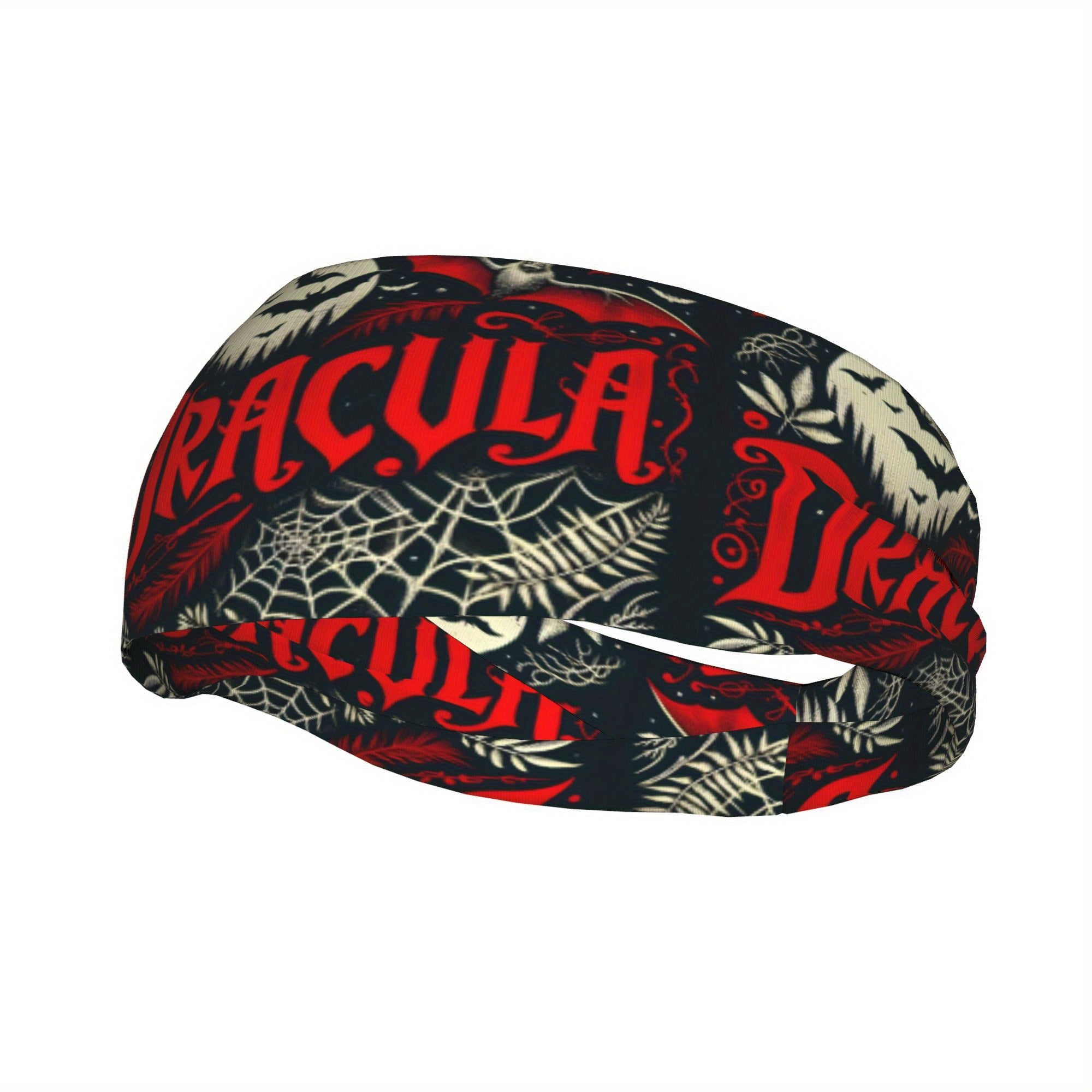 Dracula Bat Stretchy Headband Gothic Motifs Yoga Gym Running