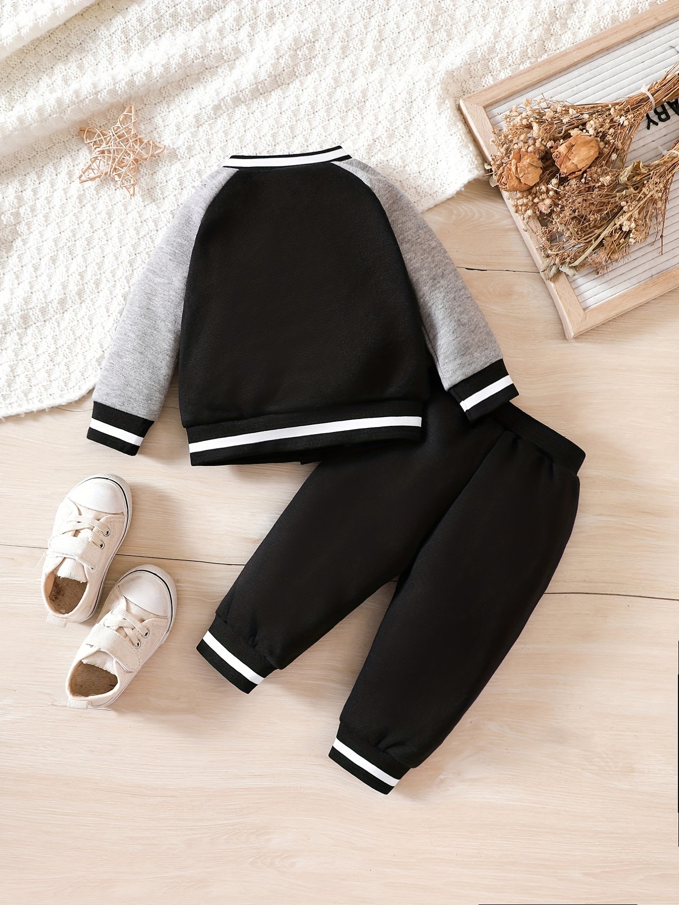 Infant Baseball Sports Set Contrast Jacket Coat Trousers
