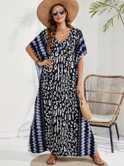 Boho Leopard & Tie Dye Maxi Split Cover Up Dress