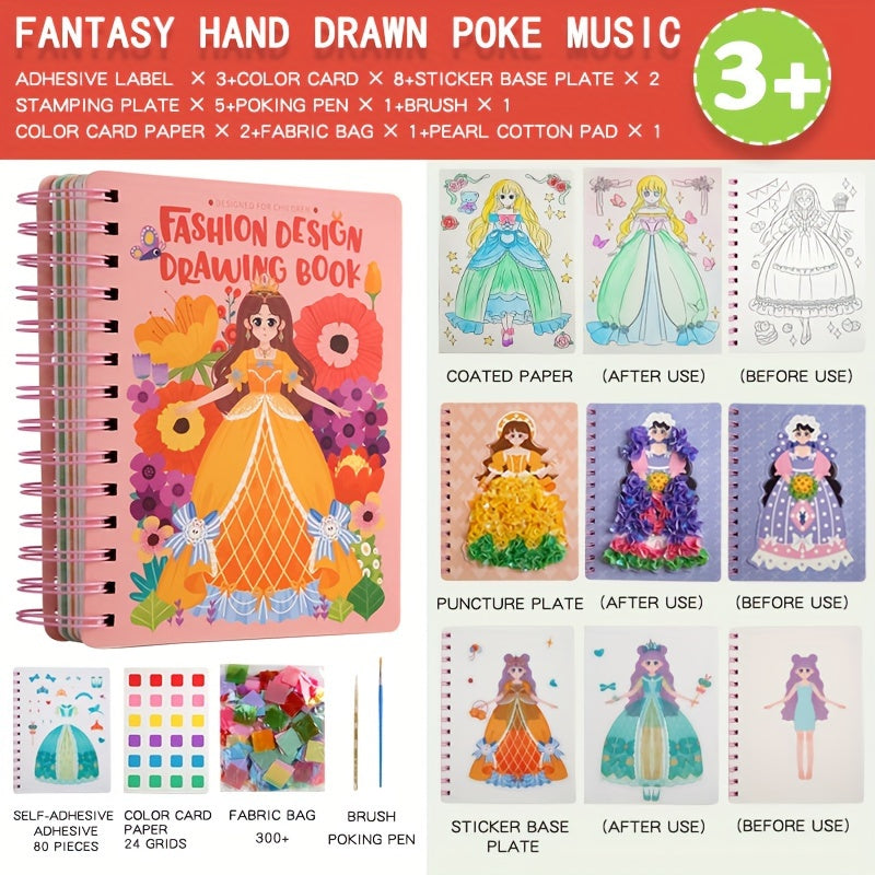 Princess Dress up Activity Book With Watercolor Puzzle Stickers DIY Craft Kit