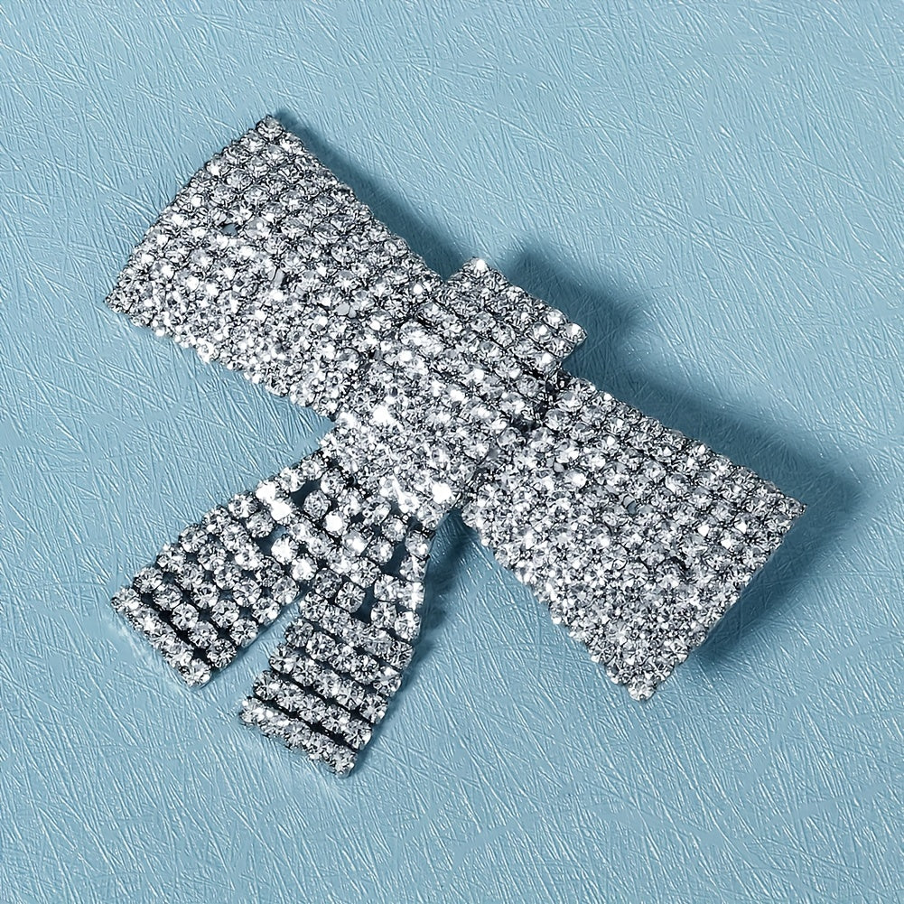 Rhinestone Bow Hair Clip Metal Headgear Back Head Clip