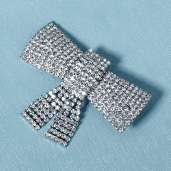 Rhinestone Bow Hair Clip Metal Headgear Back Head Clip
