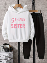 2pcs Boys Hoodie Sweatshirt & Sweatpants Set Kids Casual Outdoor Clothes