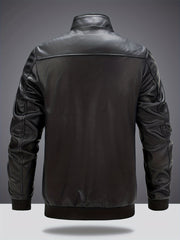 Men's Casual Zip Up Faux Leather Jacket