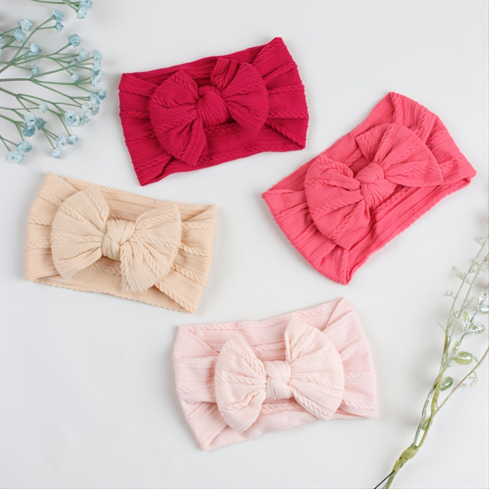 4 Piece Baby Headbands Set Bow Elastic for Newborn & Infants