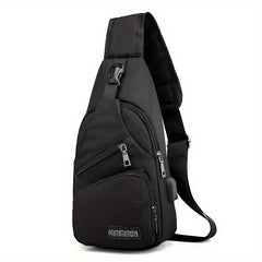 Men's Canvas Chest Bag USB Charging Outdoor Sports Travel