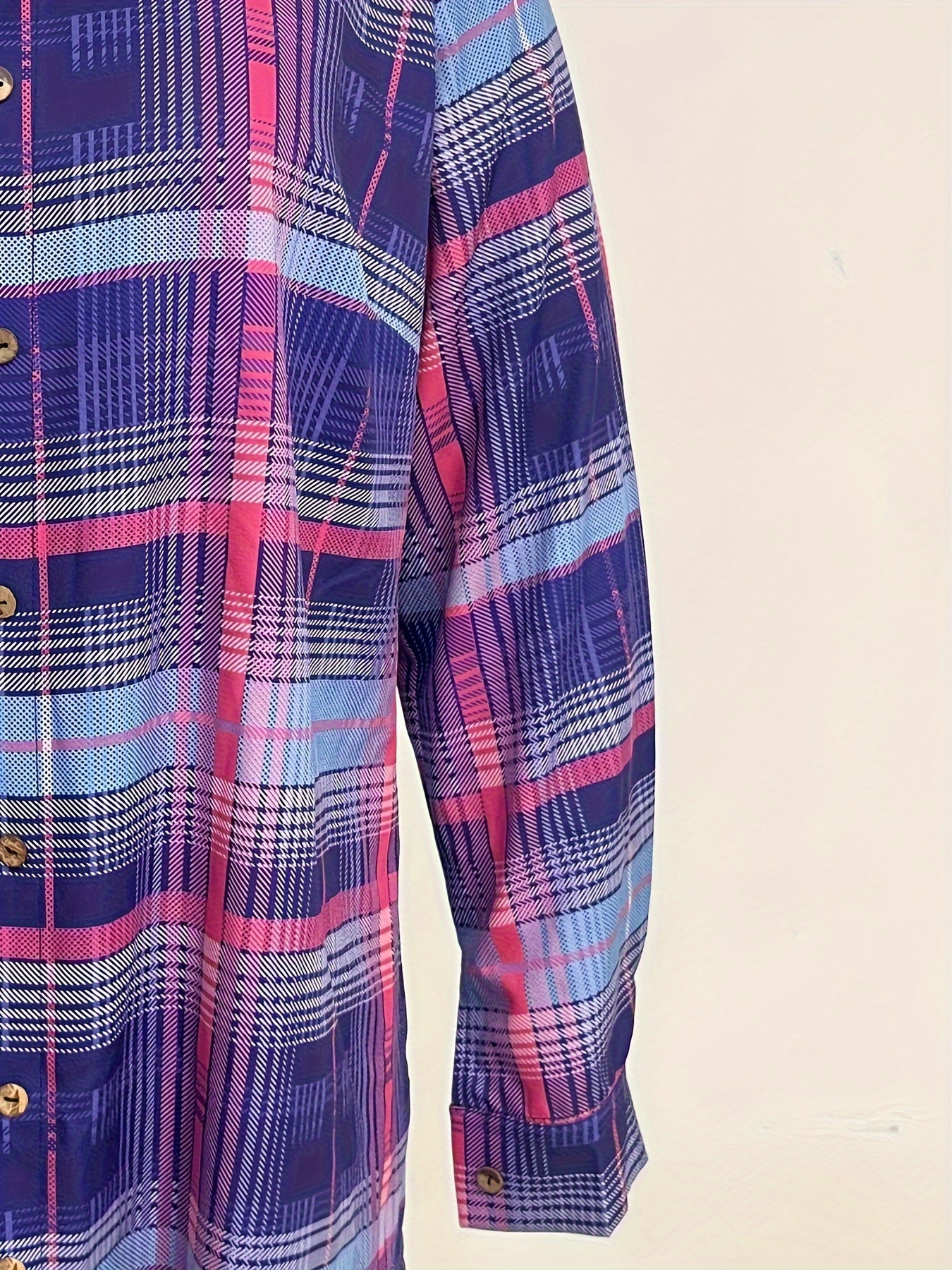 Plaid Print Button Up Blouse & Cami Top 2 Piece Set