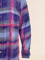 Plaid Print Button Up Blouse & Cami Top 2 Piece Set