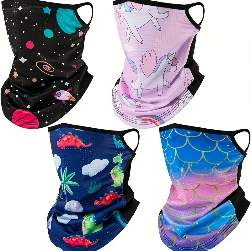 4pcs Kids Neck Gaiter With Ear Loops UV Protection