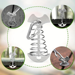 10PCS Fishbone Anchor Pegs w/ Carabiners Aluminum Tie Down Tent Stakes