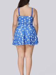 Star Print Cami Top & Shorts Swimsuit Set Women's Plus Modest 2pcs Set