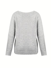 Classic V Neck Knit Sweater Long Sleeve