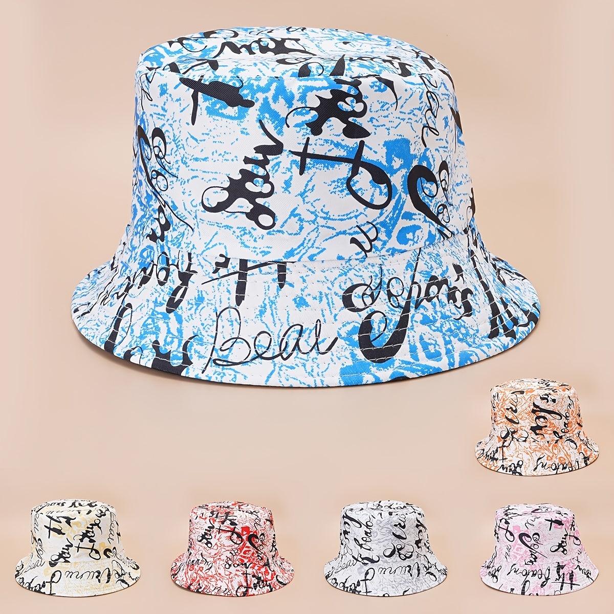 Unisex Letters Print Sunshade Bucket Hat - Outdoor Vacation Travel