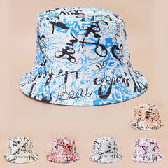 Unisex Letters Print Sunshade Bucket Hat - Outdoor Vacation Travel