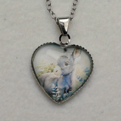 Little Donkey & Flower Animal Pendant Necklace Gift For Girls Kids