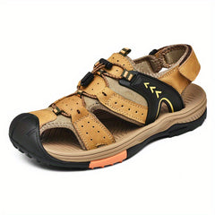 Men's Closed Toe Platform Sandals with Adjustable Hook And Loop Fastener