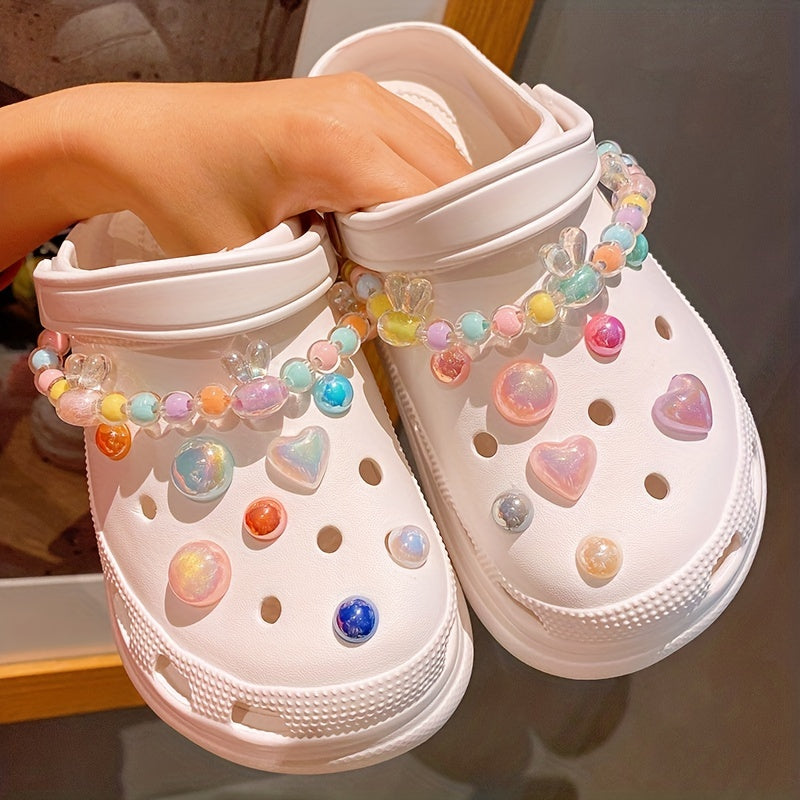 Rabbit Bead Chain & Glitter Shoe Buckles for Clogs DIY Decoration