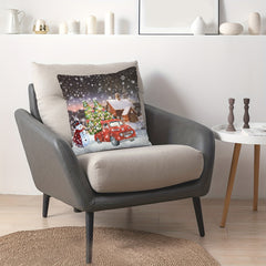 Christmas Tree Car Snowman Pillow Covers Decor