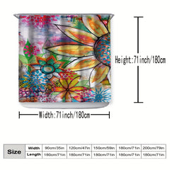 Colorful Flower Shower Curtain - Waterproof and Mildew Proof