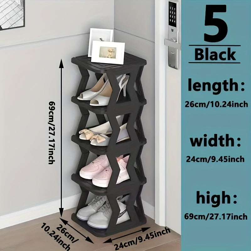 1pc Folding Shoe Rack With Narrow Standing Shoe Storage Container