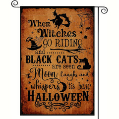 Halloween Garden Flag Double Sided Witches Go Riding 'tis Near Halloween 30x45cm
