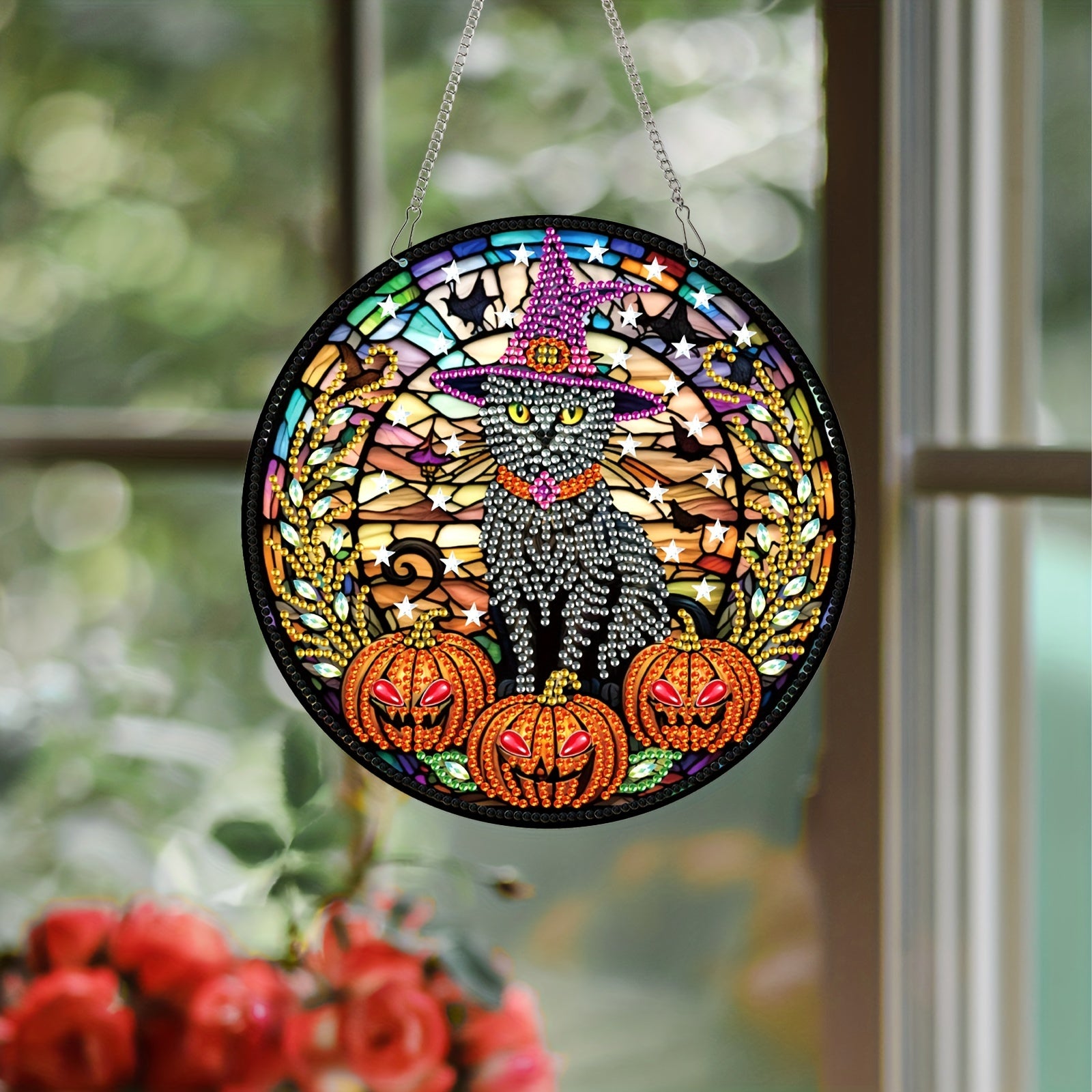 Halloween Cat Pumpkin Diamond Painting Pendant Kit