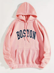 Women's Print Drawstring Loose Hoodie