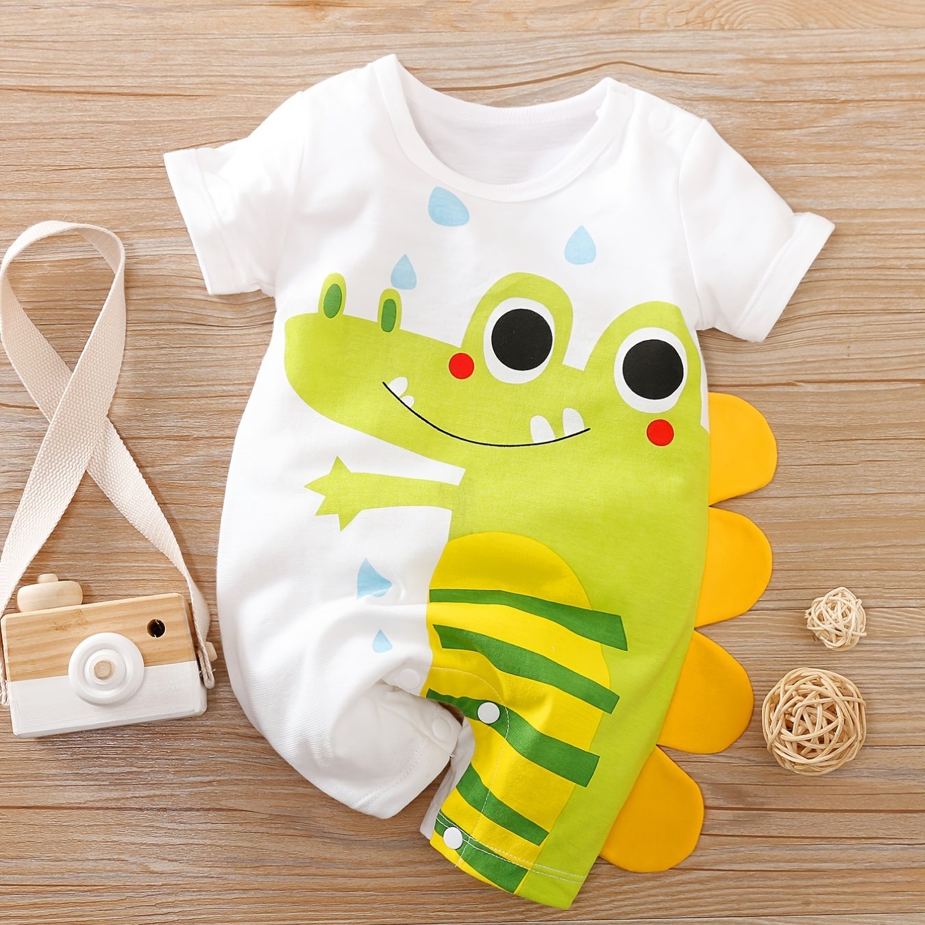 Baby Boy's Cotton Jumpsuit Crocodile Print