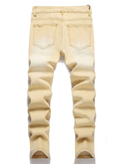 Boys Rose Print Ripped Jeans Skinny Denim Pants