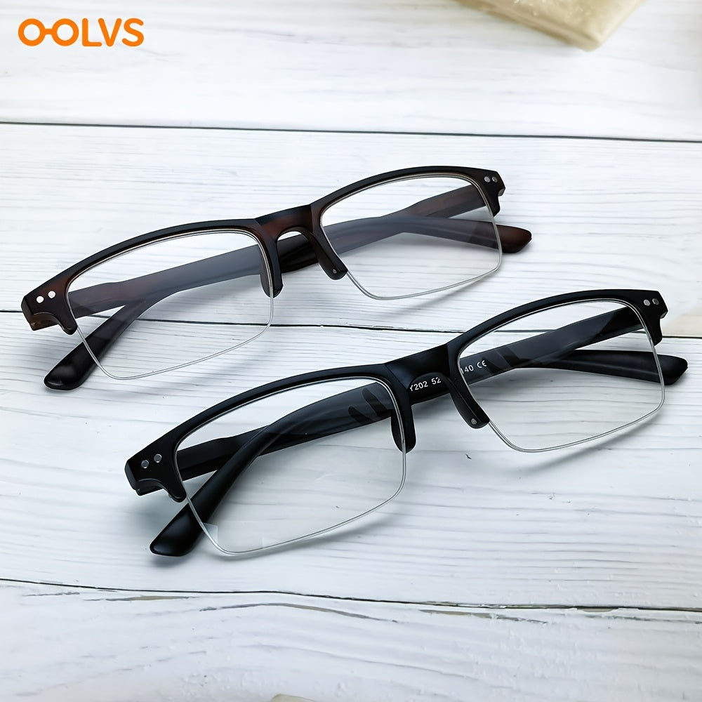 OOLVS Half Frame Anti Light Presbyopic Glasses Men Women
