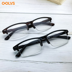 OOLVS Half Frame Anti Light Presbyopic Glasses Men Women