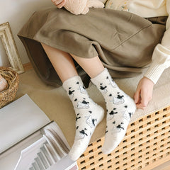 3 Pairs Cartoon Print Socks Comfy & Fuzzy Warm Women's Stockings