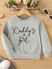 DADDY'S GIRL Letter Print Girls Casual Pullover Sweatshirt