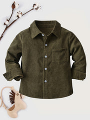 Boys Long Sleeve Solid Button Blouse