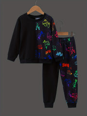 Boy's Gamepad Theme 2pcs Sweatshirt & Sweatpants Set
