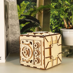 MUSIC PARK 3D Wooden Puzzle DIY Combination Lock Box Mechanical Storage Safe